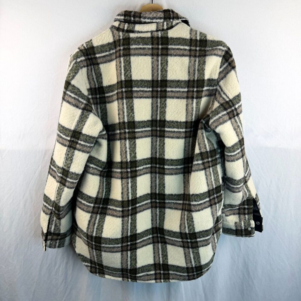 BLANKNYC Wool Blend Plaid Snap Front Brown & Cream Jacket Shacket Size S - Picture 3 of 5